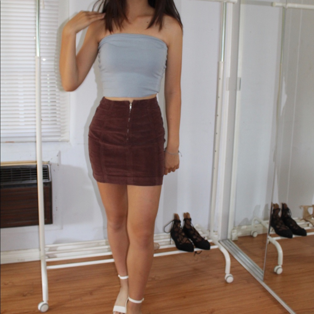 PURPLE CORDUROY MINI SKIRT